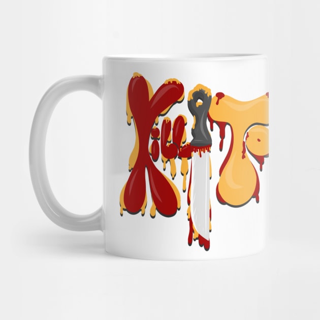 Kill Tony Bubble Logo With a Knife in Red & Yellow Theme (Black) by Ina